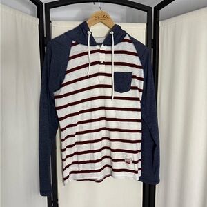 3/$10 Dikotomy Striped Hoodie Red and Blue